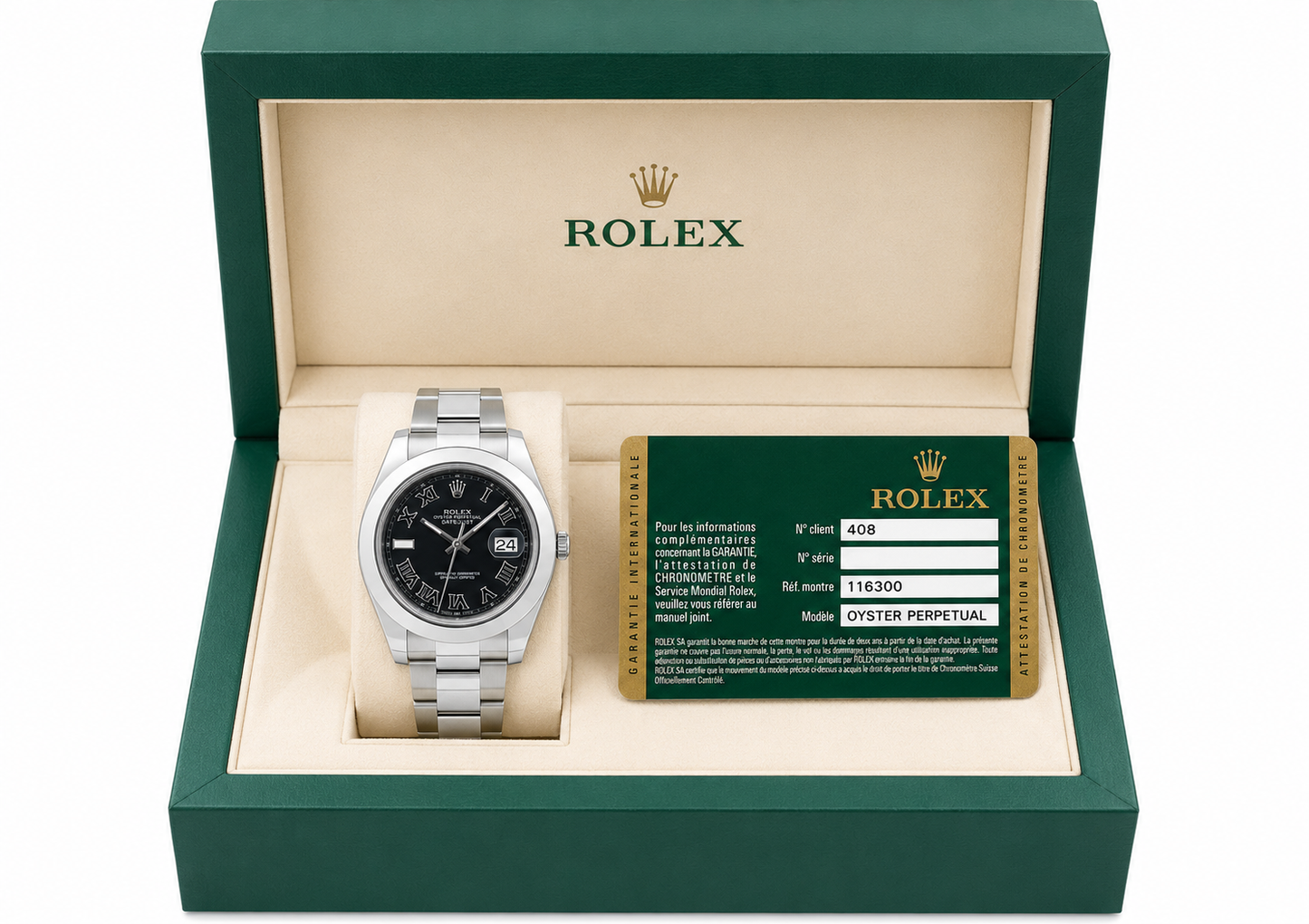 Rolex 41mm Datejust II Stainless Steel 116300 | Black Roman Dial| Smooth Bezel | Stainless Steel Oyster Bracelet