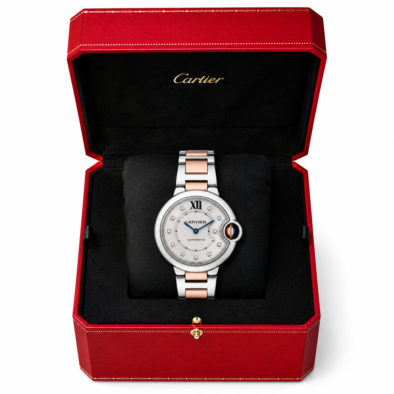 Cartier Ballon Bleu Rose Gold and Stainless Steel Automatic WE902061, 33 mm diameter, Steel/Rose Gold