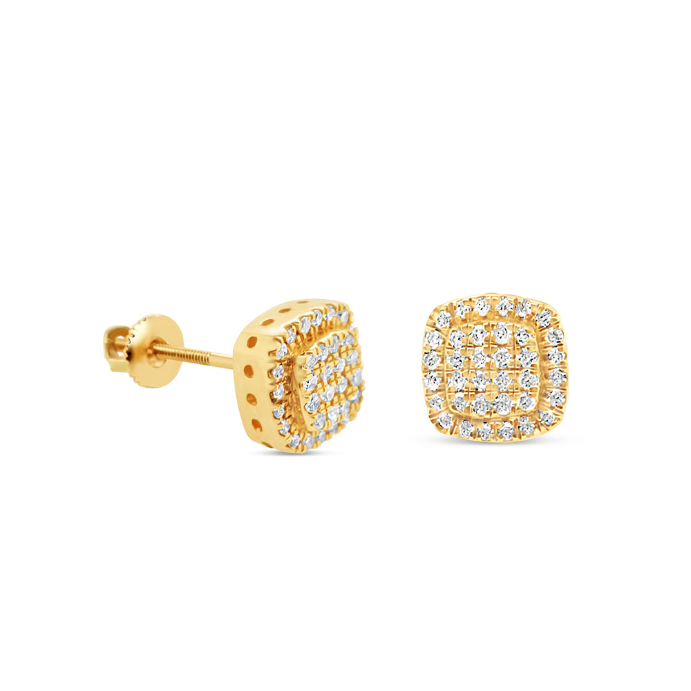 14K Yellow Gold | Diamond Square Earrings | 0.50 CTW | 7.00MM