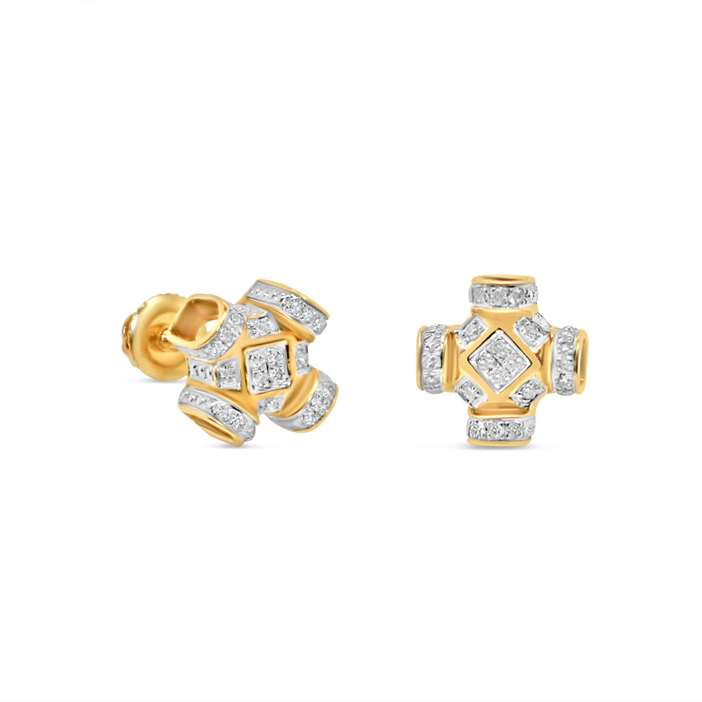 10K Yellow Gold | Diamond Square Earrings | 0.50 CTW | 7.71MM