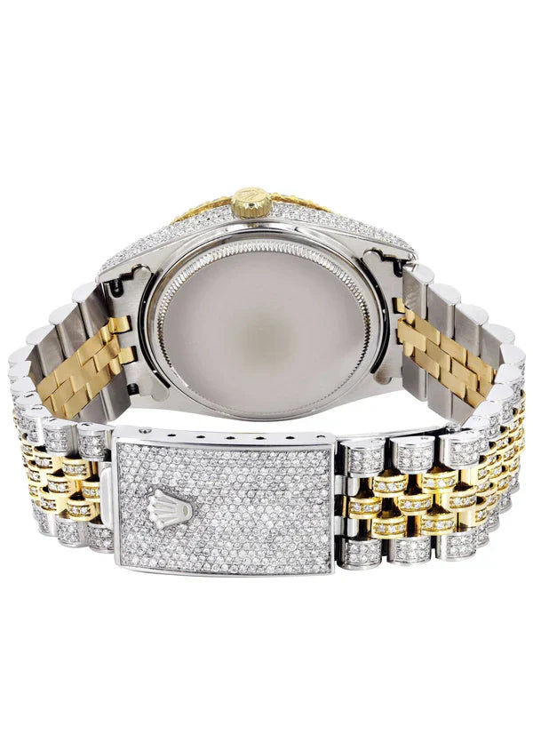 Iced Out Rolex Datejust | 36MM | Purple Roman Diamond Dial | Two Tone | Diamond Jubilee Band | 10 Carats of Diamonds