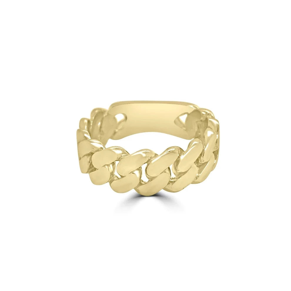 10K Gold Miami Cuban Link Ring Yellow Gold