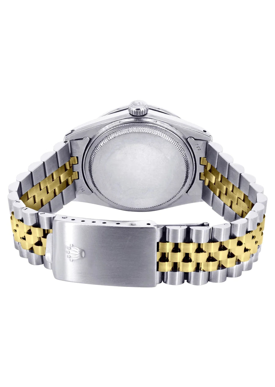 Diamond Gold Rolex Watch For Men 16233 | 36Mm | White Mother Of Pearl | Jubilee Band