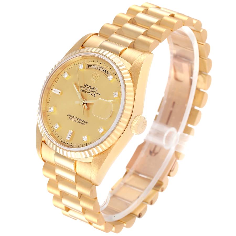 Rolex President Day-Date Watch 18238 for Men | 36MM | Yellow Gold Diamond Numerals |