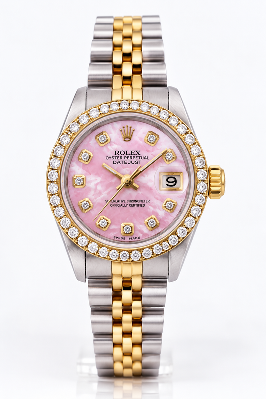 Rolex Watch | 1 Carat Bezel | 26MM | Pink Mop Dial | Jubilee Band