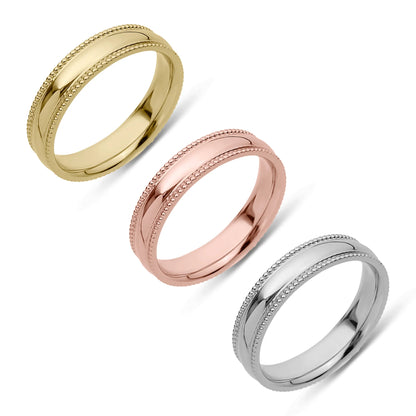 Low-Dome Milgrain Comfort Fit Wedding Band Gold - Solid