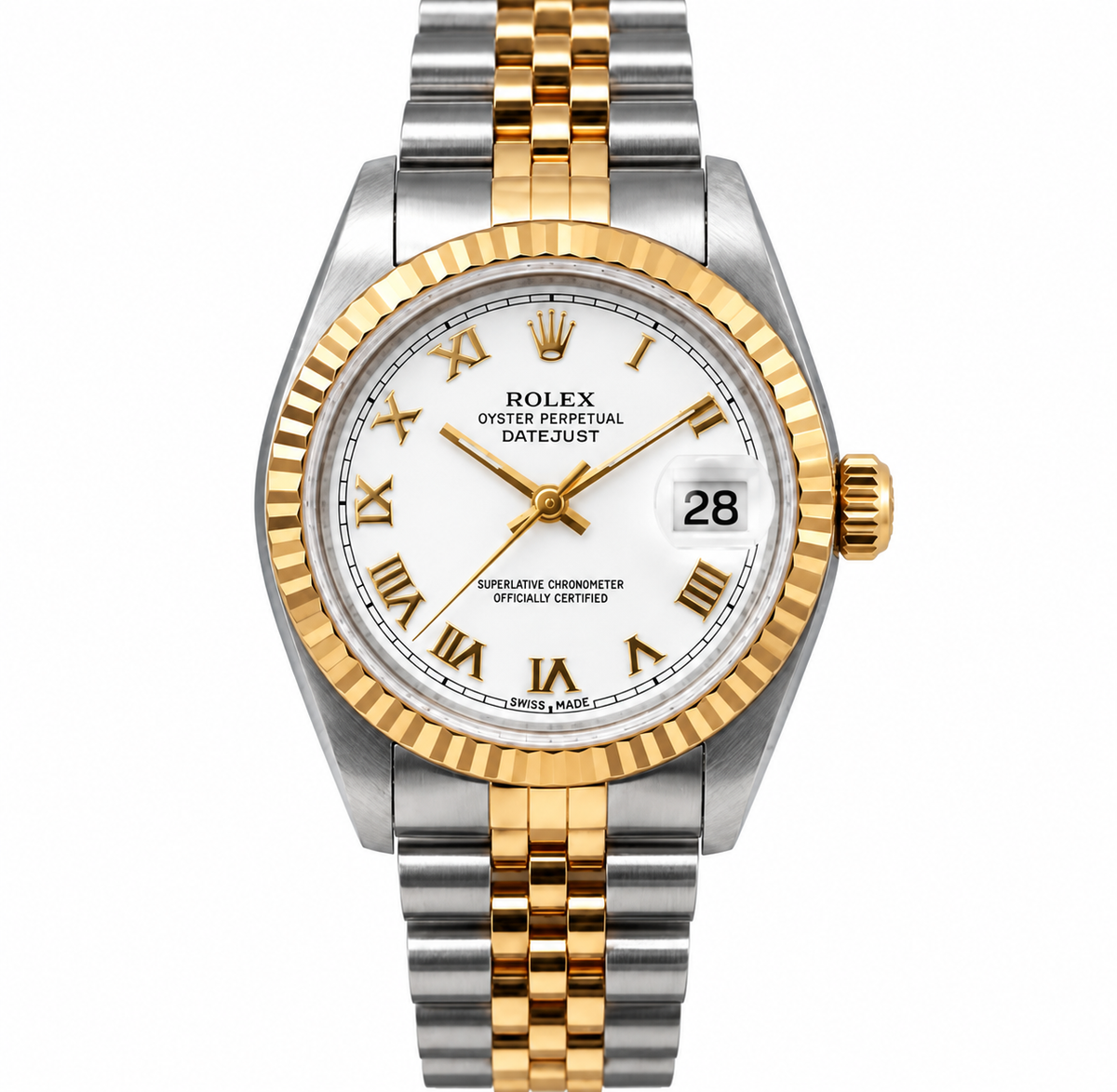 Rolex Datejust 69173 26MM White Roman Dial With Two Tone Jubilee Bracelet