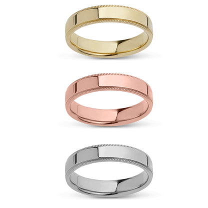 Milgrain Comfort Fit Wedding Band Gold - Solid