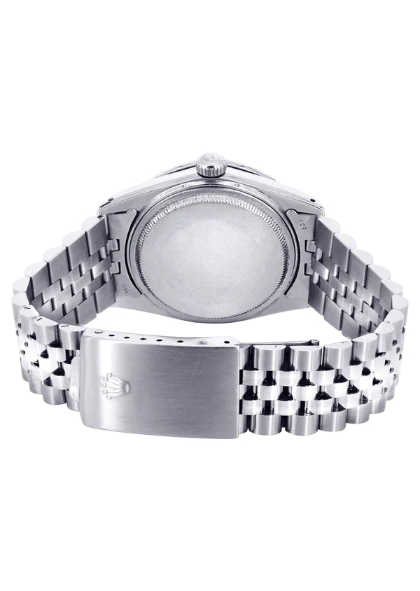 Diamond Rolex Datejust Watch 16200 | 36MM | Full Diamond Color Roman Dial | Stainless Steel | Jubilee Band
