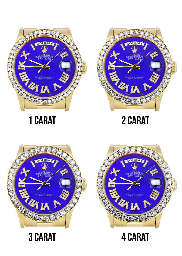 Rolex Day-Date Presidential | Model 18238 | 18K Yellow Gold | 36MM | Diamond Bezel | Blue Roman Diamond Dial