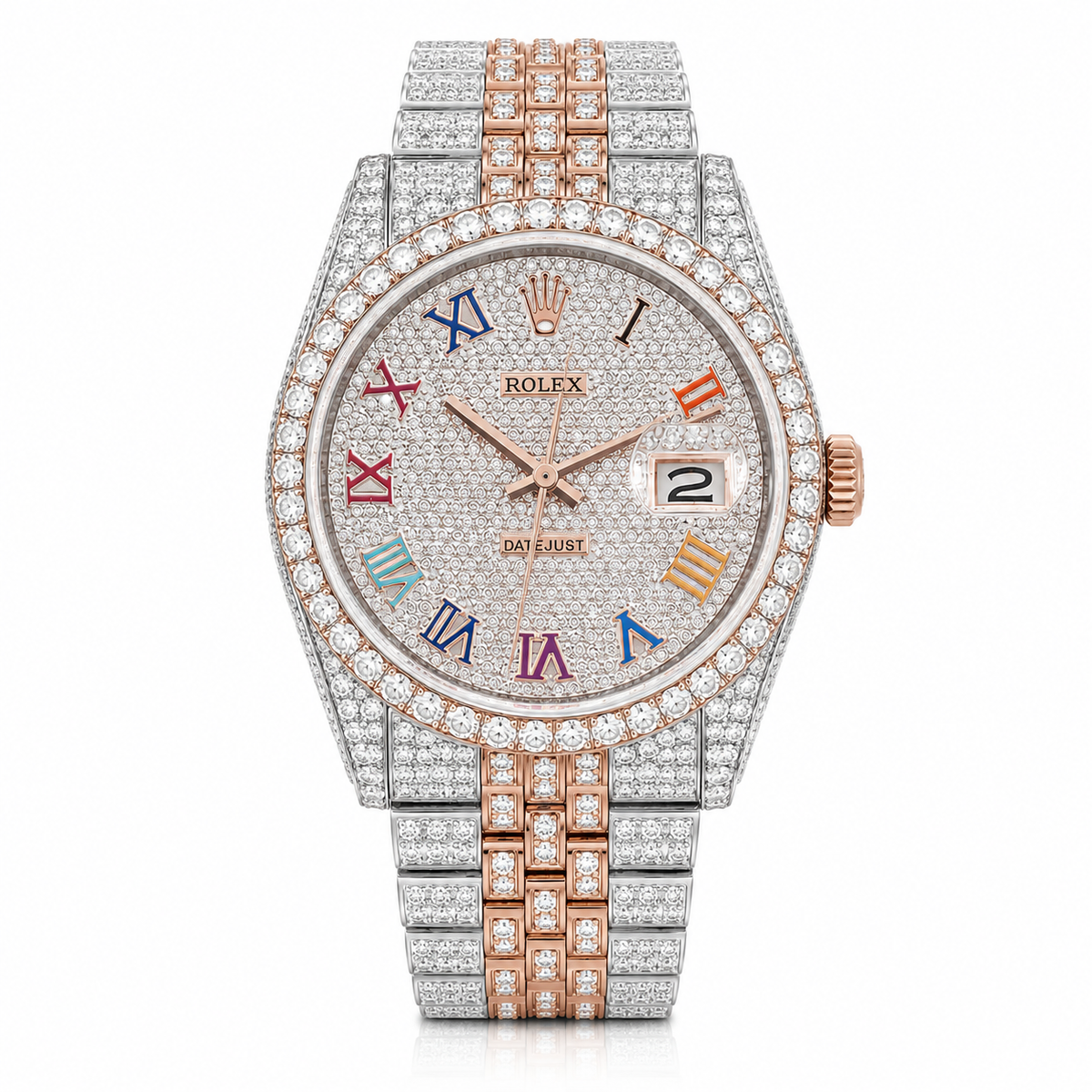 Rolex Datejust Watch 16014 | 36MM |Rose Jubille Band Pave Diamond Dial | Diamond Bezel Diamond Rose Gold Bracelet
