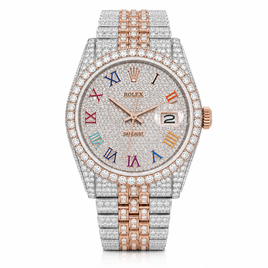 Rolex Datejust Watch 16014 | 36MM |Rose Jubille Band Pave Diamond Dial | Diamond Bezel Diamond Rose Gold Bracelet