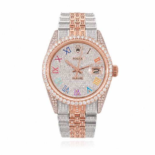 Rolex Datejust Watch 16014 | 36MM |Rose Jubille Band Pave Diamond Dial | Diamond Bezel Diamond Rose Gold Bracelet