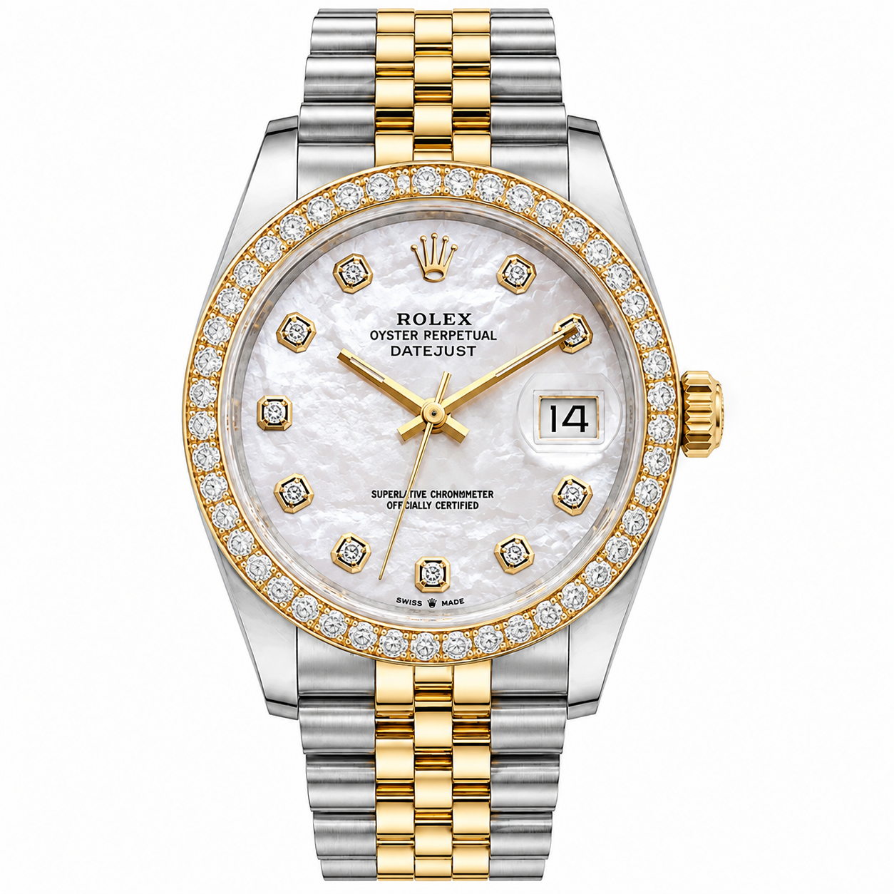 Rolex Datejust Watch 16013 | 36MM | Custom Jubille Band Mop Diamond Dial | Diamond Bezel