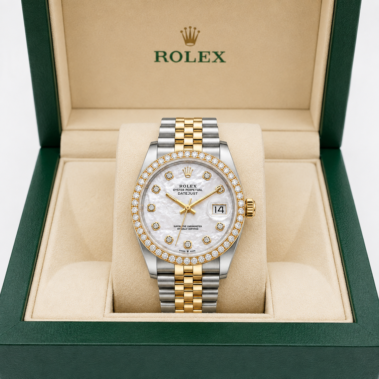 Rolex Datejust Watch 16013 | 36MM | Custom Jubille Band Mop Diamond Dial | Diamond Bezel