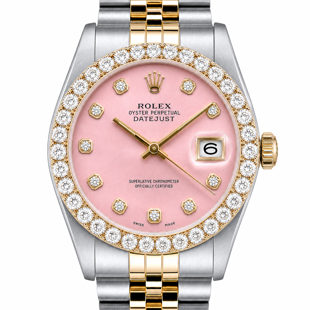 Rolex Datejust Watch 16013 | 36MM | Jubille Band Pink Diamond Dial | Diamond Bezel Deposit