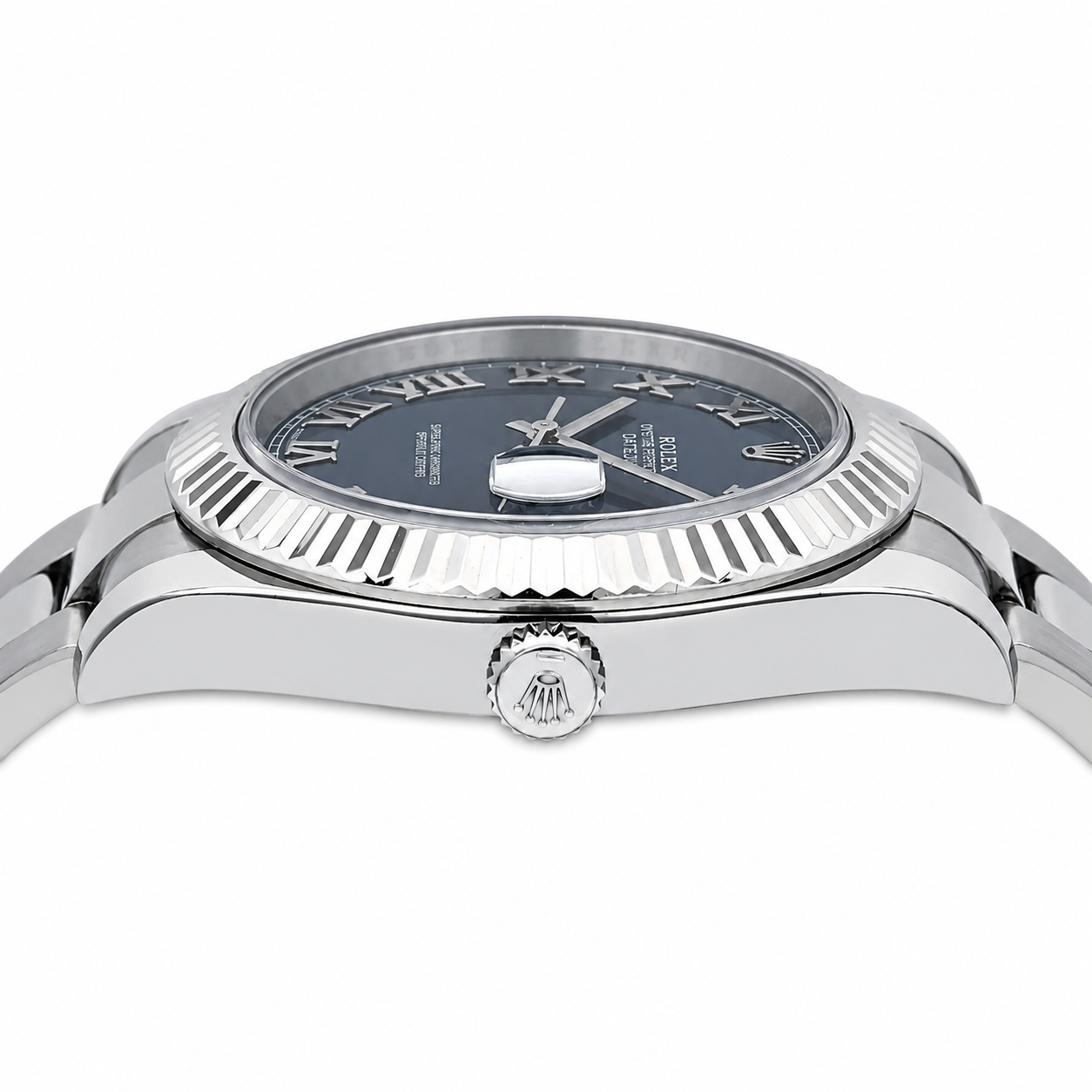 Rolex 41mm Datejust II Stainless Steel 116334 | Blue Roman Dial | Fluted Bezel | Stainless Steel Bracelet
