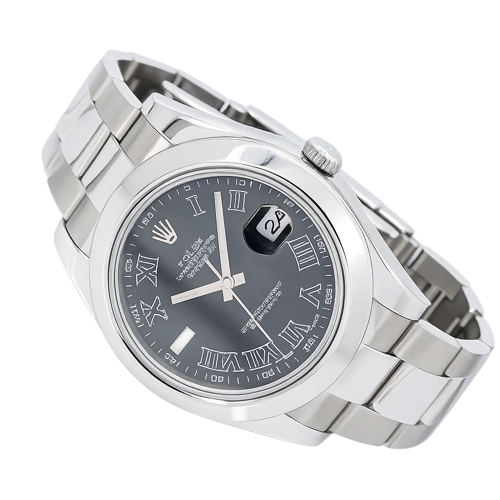 Rolex 41mm Datejust II Stainless Steel 116300 | Black Roman Dial| Smooth Bezel | Stainless Steel Oyster Bracelet