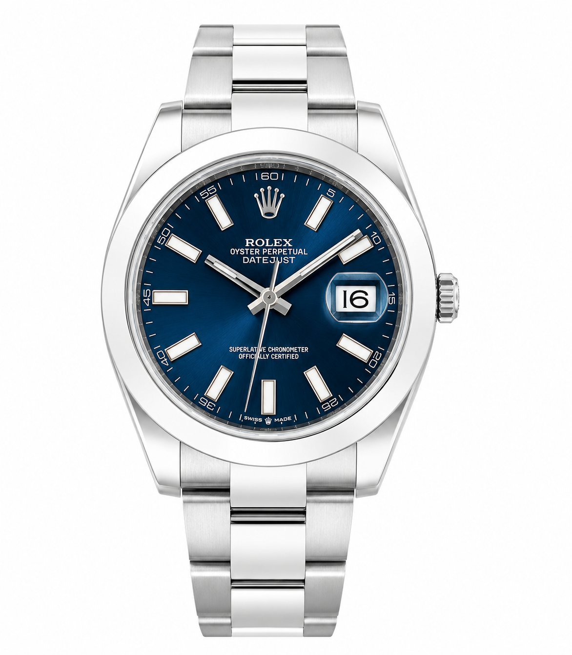 Rolex 41mm Datejust II Stainless Steel 116300 | Blue Index Dial| Smooth Bezel | Stainless Steel Oyster Bracelet