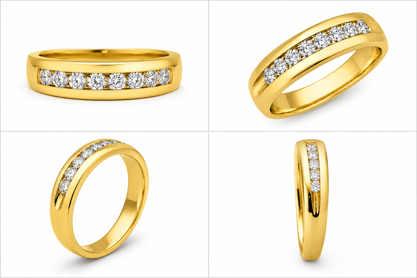 Men's 10kt 7 Stone Lab Diamond Channel Set Wedding Band
