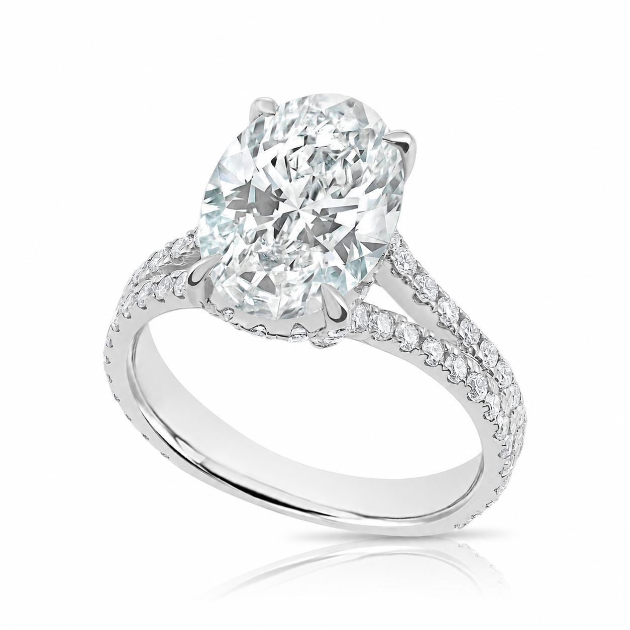 5.04CT E VS1 Oval Lab Grown Diamond Hidden Halo Engagement Ring 14kt