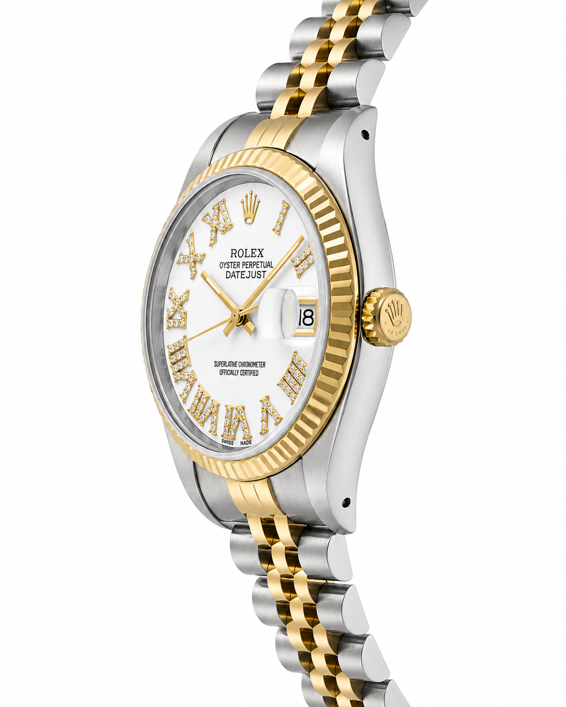 Rolex Datejust Watch 16013 | 36MM | Custom Jubille Band White Diamond Dial
