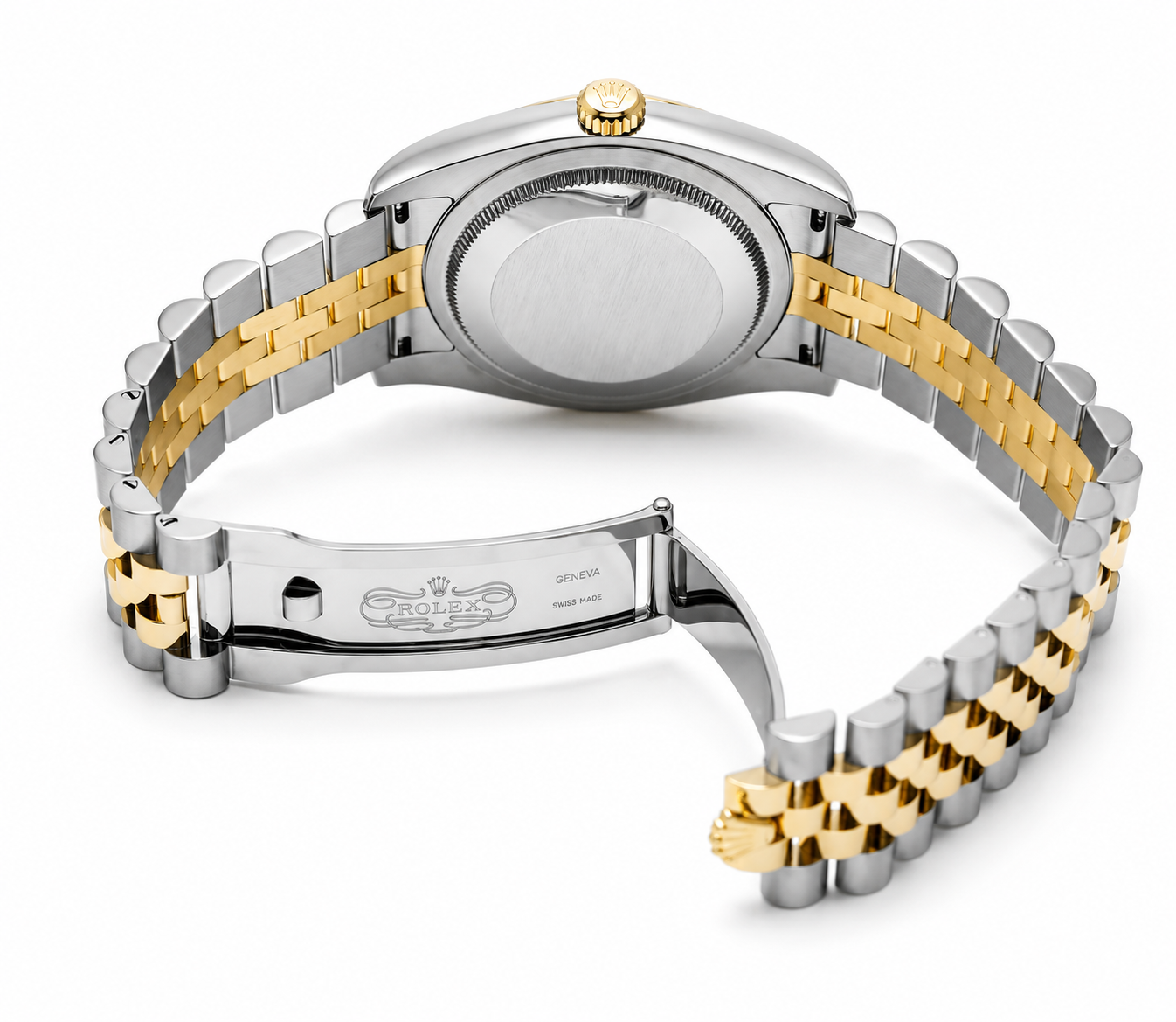 Rolex Datejust 36 Steel Grey Diamond Dial Fluted 18K Gold Two Tone Jubilee Watch 116233