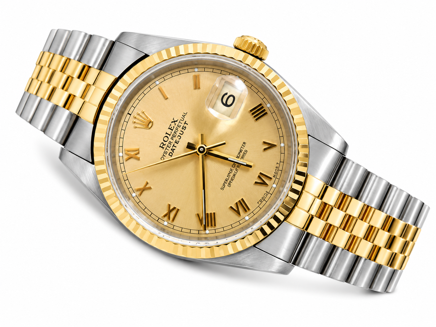 Rolex Datejust Watch 16013 for Men | 36MM| Champagne Roman Dial Jubilee Band Full Set