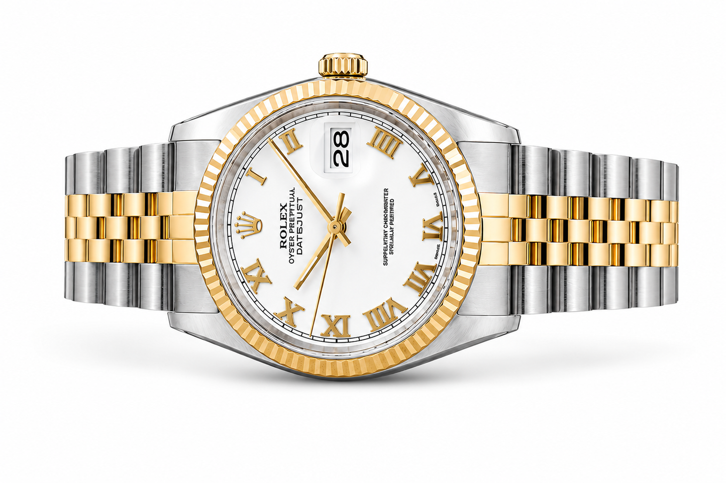 Rolex DateJust | 36MM | White Roman Dial | Two Tone | Jubille Band 16013