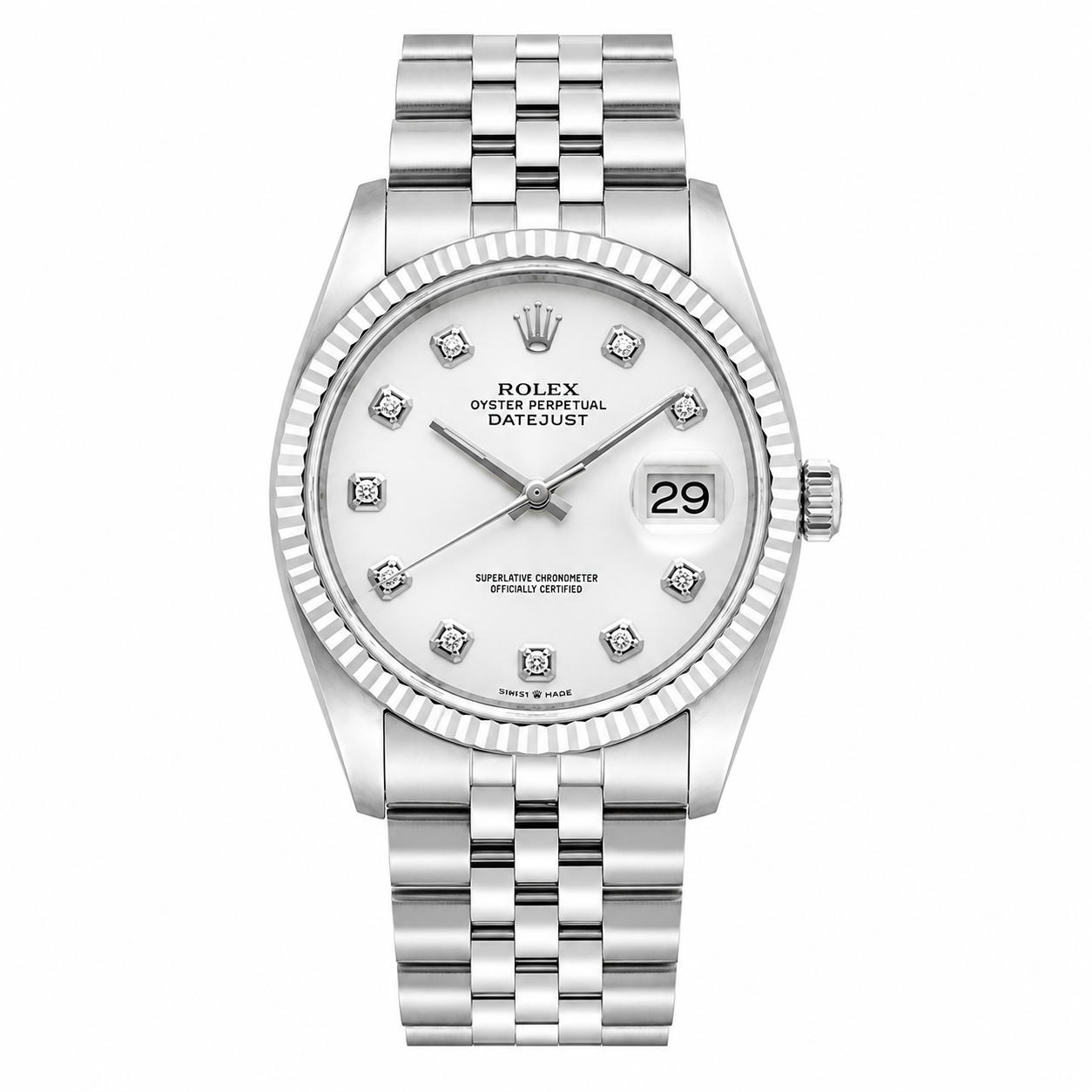 Rolex Datejust Watch for Men | 36MM | Silver Diamond Dial  | Jubilee Band