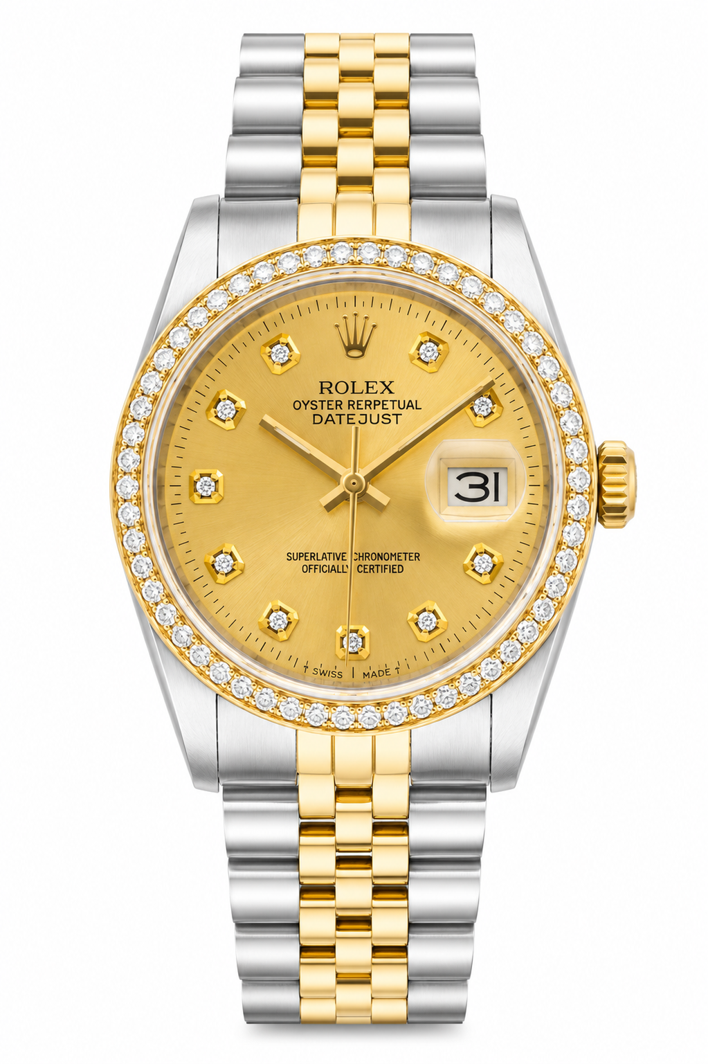 Rolex DateJust | 36MM | Diamond Champagne Dial | Two Tone |  Diamond bezel Jubile Band