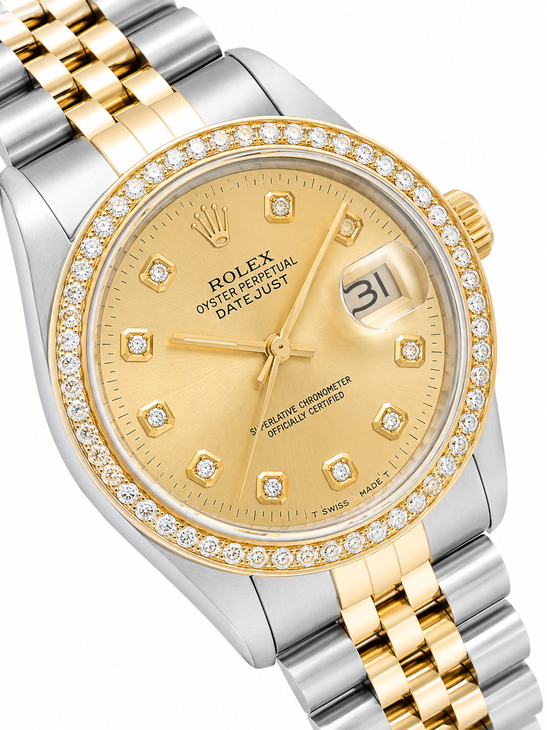 Rolex DateJust | 36MM | Diamond Champagne Dial | Two Tone |  Diamond bezel Jubile Band