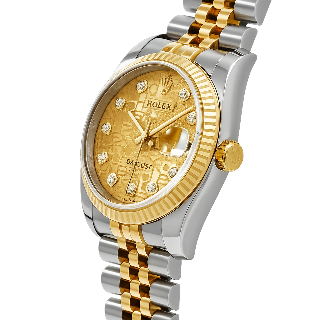 Rolex Datejust 36 116233 Champagne Jubilee Diamond Dial 18K Yellow Gold