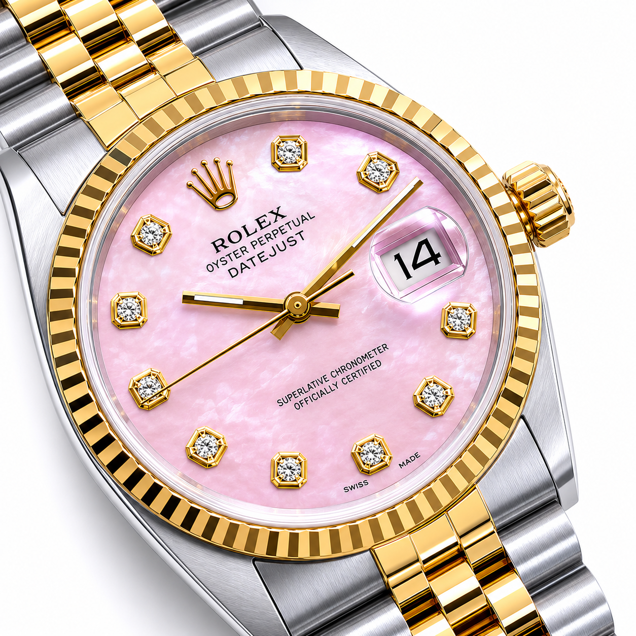 Rolex Datejust | 36MM | Pink Mop Diamond Dial | Two Tone |  Jubilee Band 16013