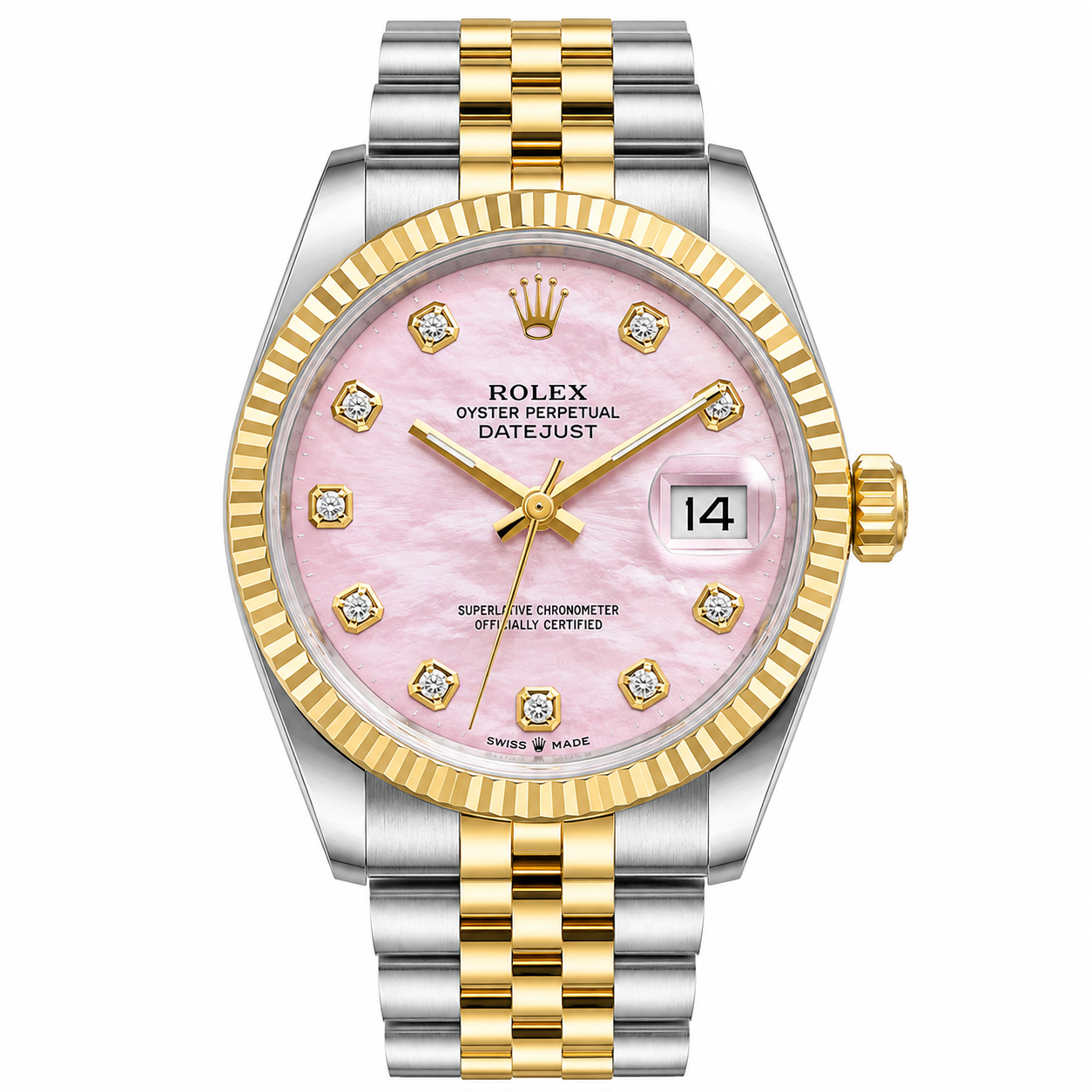 Rolex Datejust | 36MM | Pink Mop Diamond Dial | Two Tone |  Jubilee Band 16013