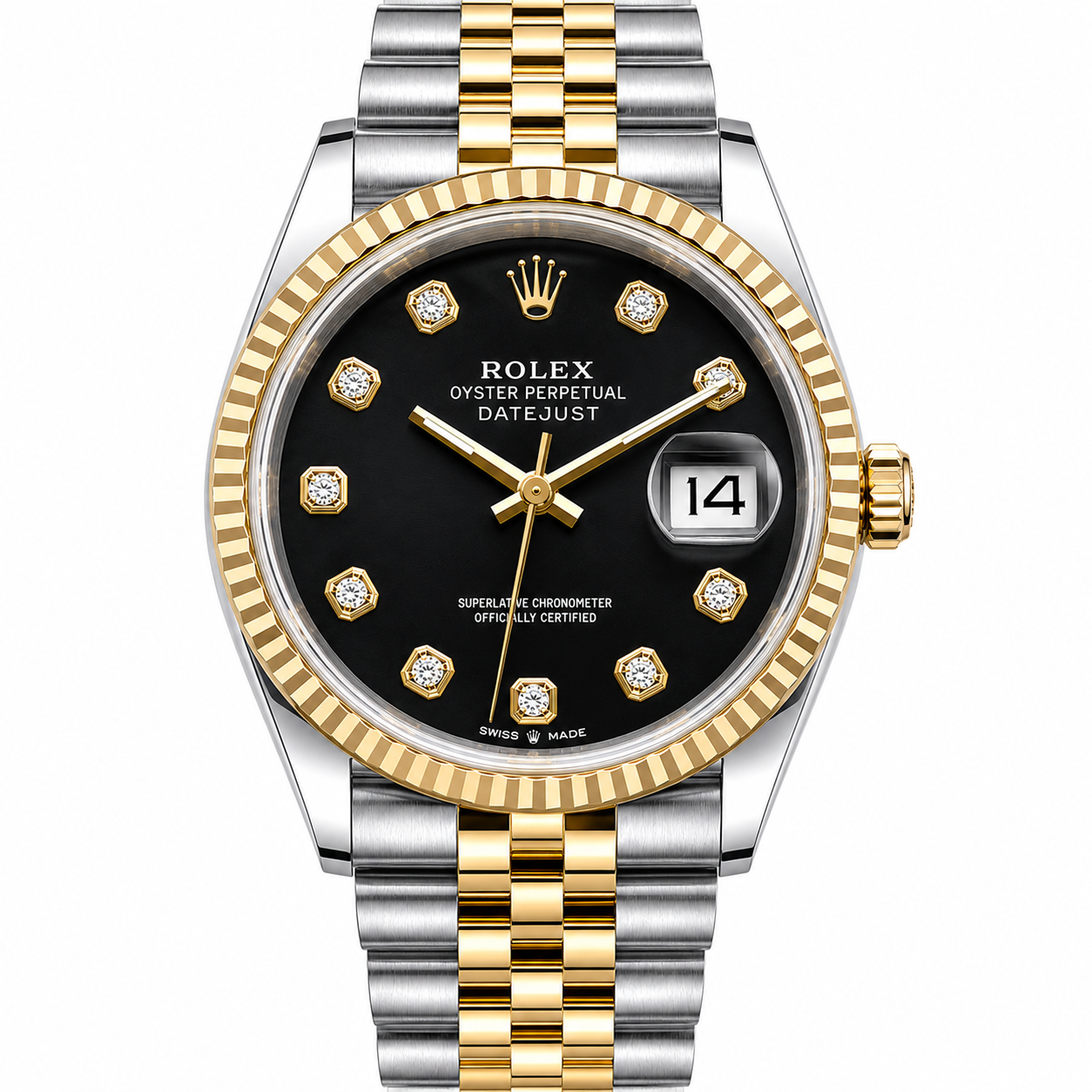 Rolex Datejust | 36MM | Black Diamond Dial | Two Tone |  Jubilee Band 16013