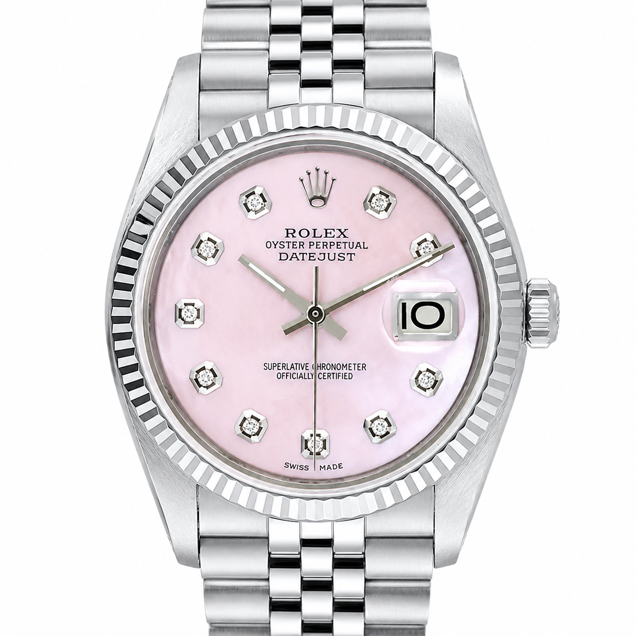 Rolex Datejust Watch | 36MM | Pink Mop Diamond Dial | Jubilee Band | 16014