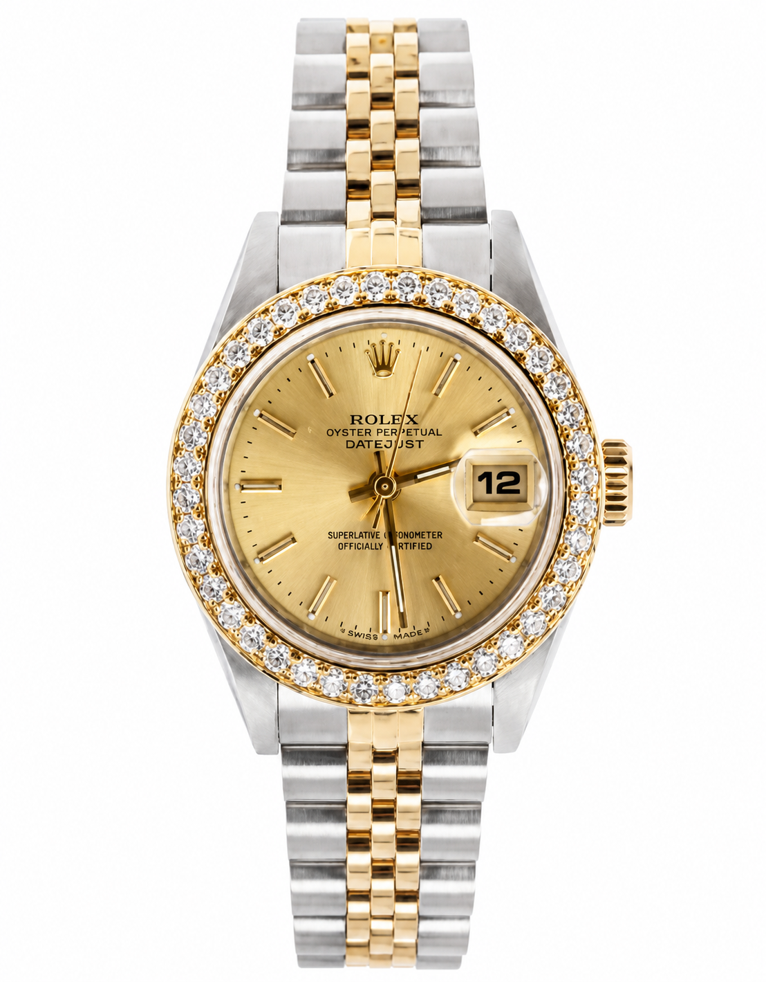 Rolex Datejust Watch | 31MM | Champagne Stick Dial  | Jubilee Band Diamond Bezel 68273