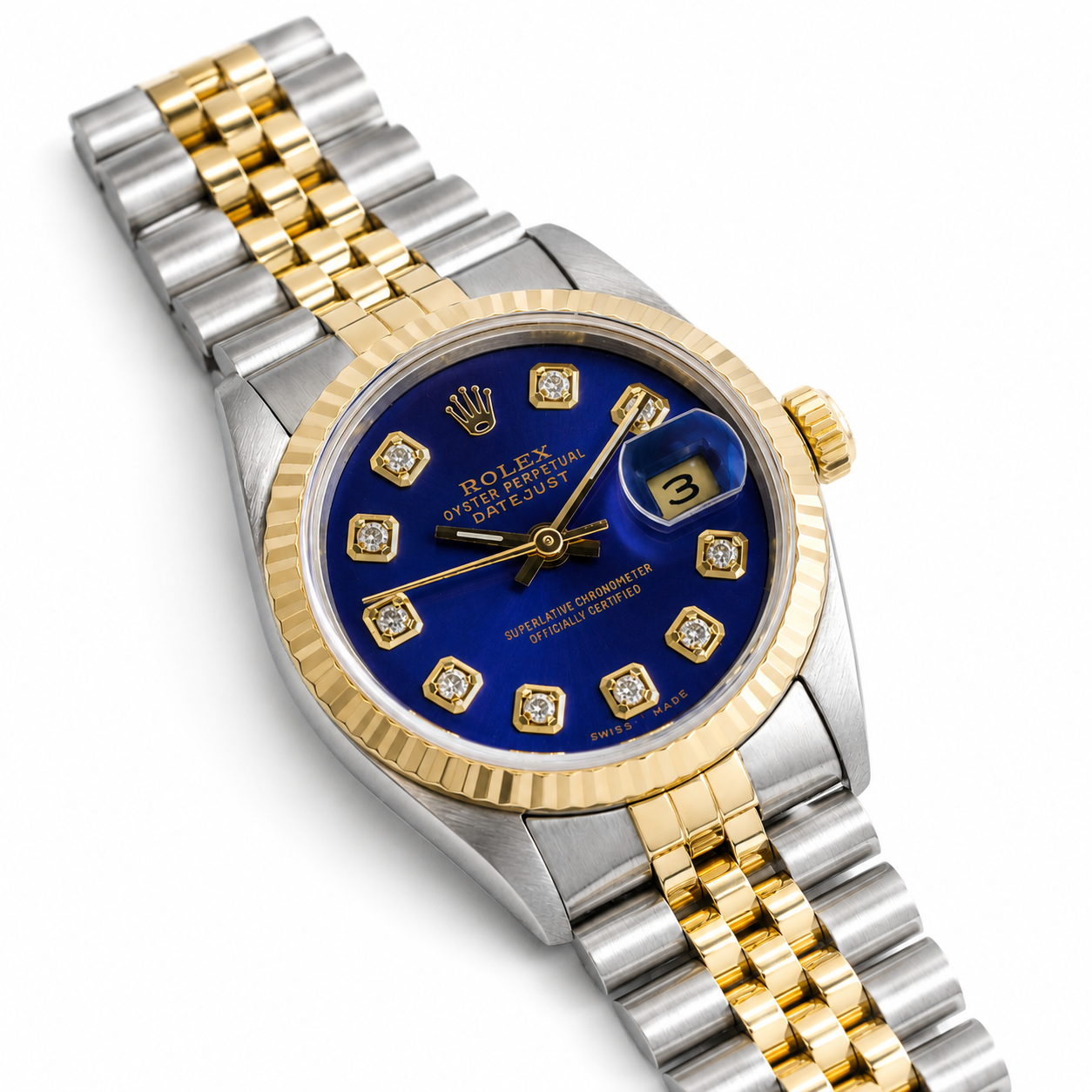 Rolex Datejust 36mm 16013 Two Tone Jubille Band Blue Diamond Dial