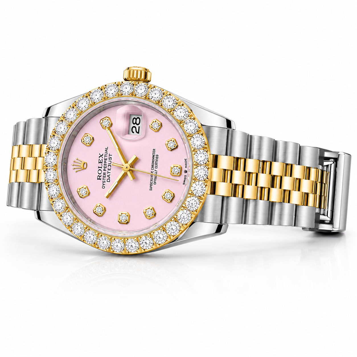 Rolex Datejust 16233 | 36MM | Pink  Diamond Dial | 3ct Diamond bezel  | Jubilee Band