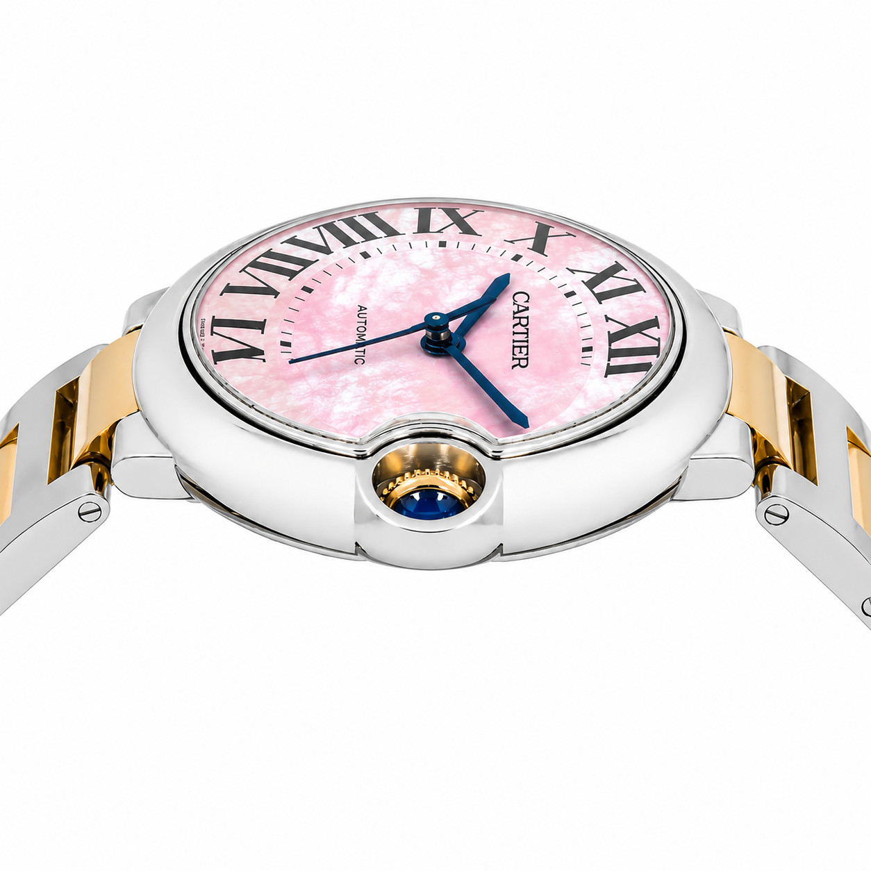 Cartier Ballon Bleu 36mm Two-Tone Pink MOP Roman Dial Bracelet Watch W6920070