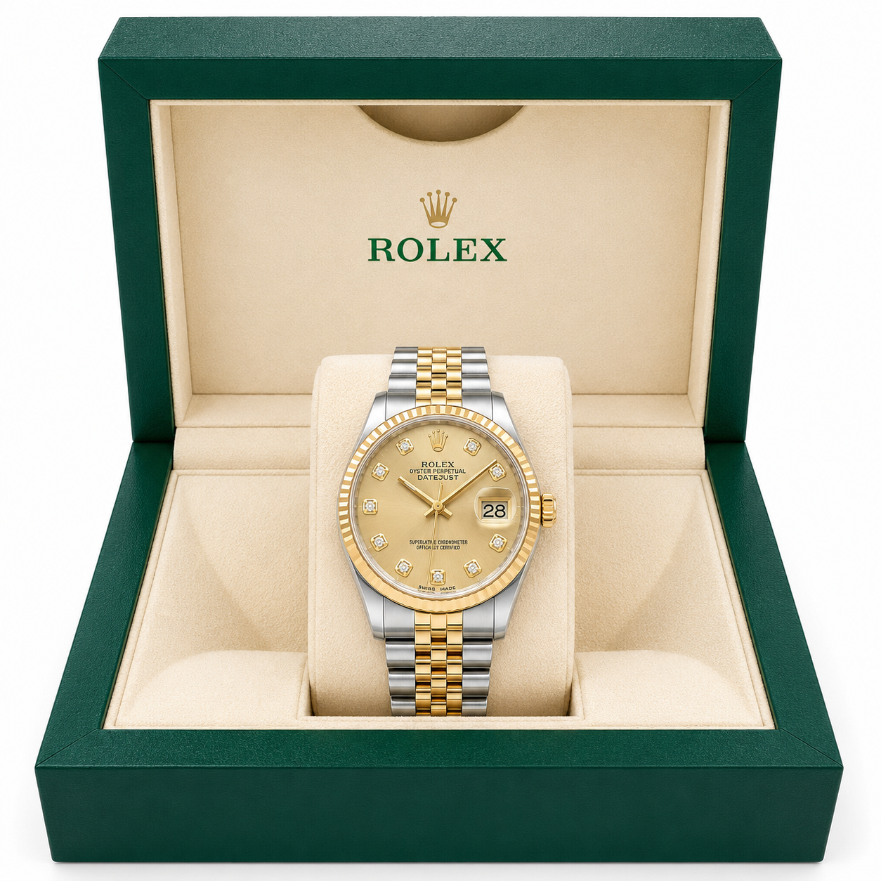 Rolex Datejust Watch 16013 | 36MM | Custom Jubille Band Champagne Diamond Dial