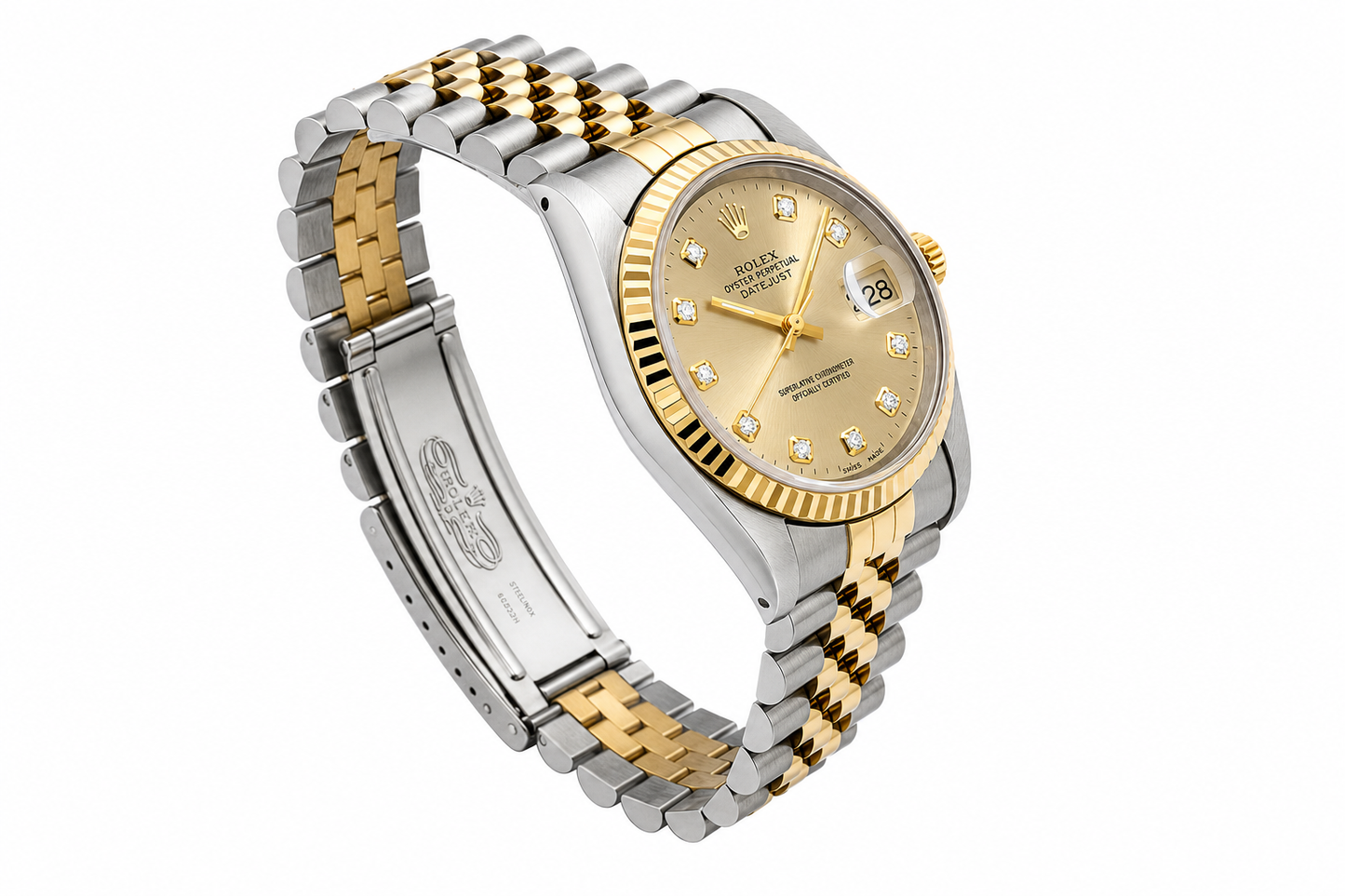 Rolex Datejust Watch 16013 | 36MM | Custom Jubille Band Champagne Diamond Dial