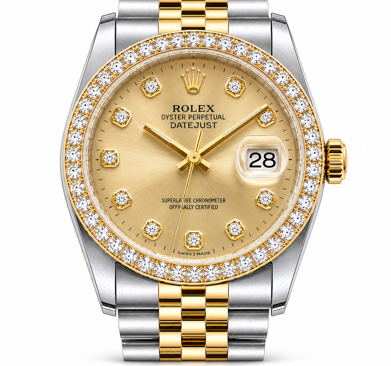 Rolex Datejust Watch | 31MM | Champagne  Diamond Dial | Diamond Bezel  | Jubilee Band | 1.35ct