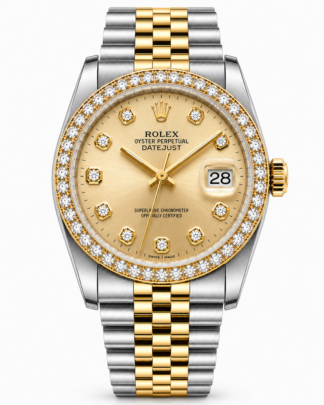 Rolex Datejust Watch | 31MM | Champagne  Diamond Dial | Diamond Bezel  | Jubilee Band | 1.35ct