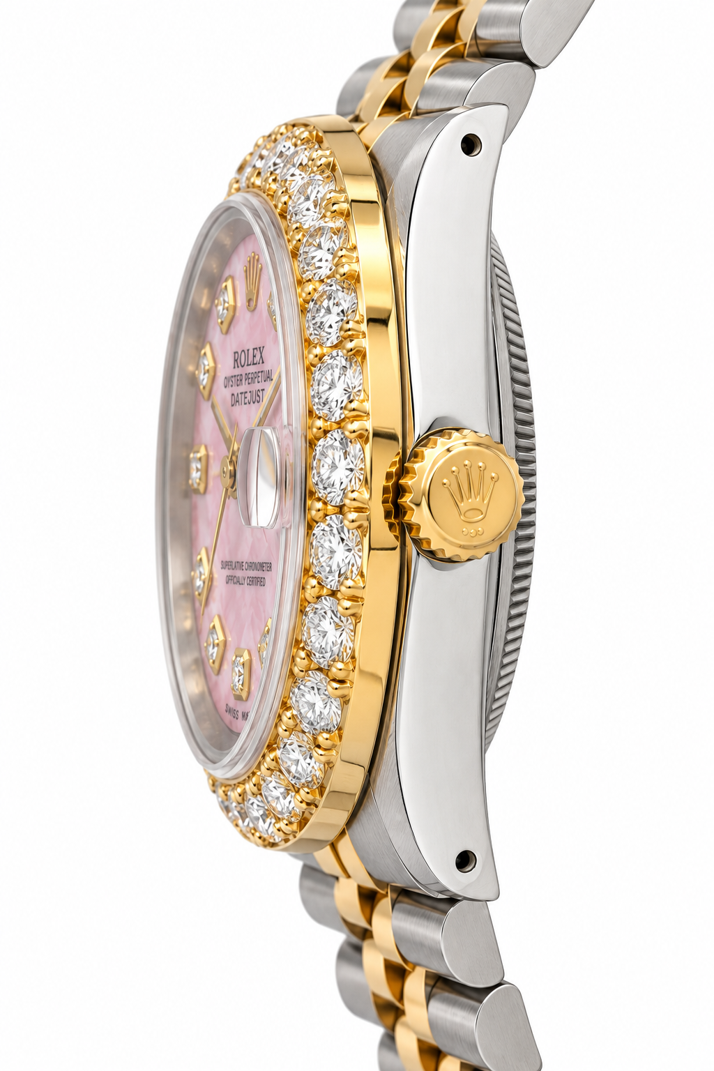 Rolex Watch | 1 Carat Bezel | 26MM | Pink Mother of Pearl Dial | Jubilee Band
