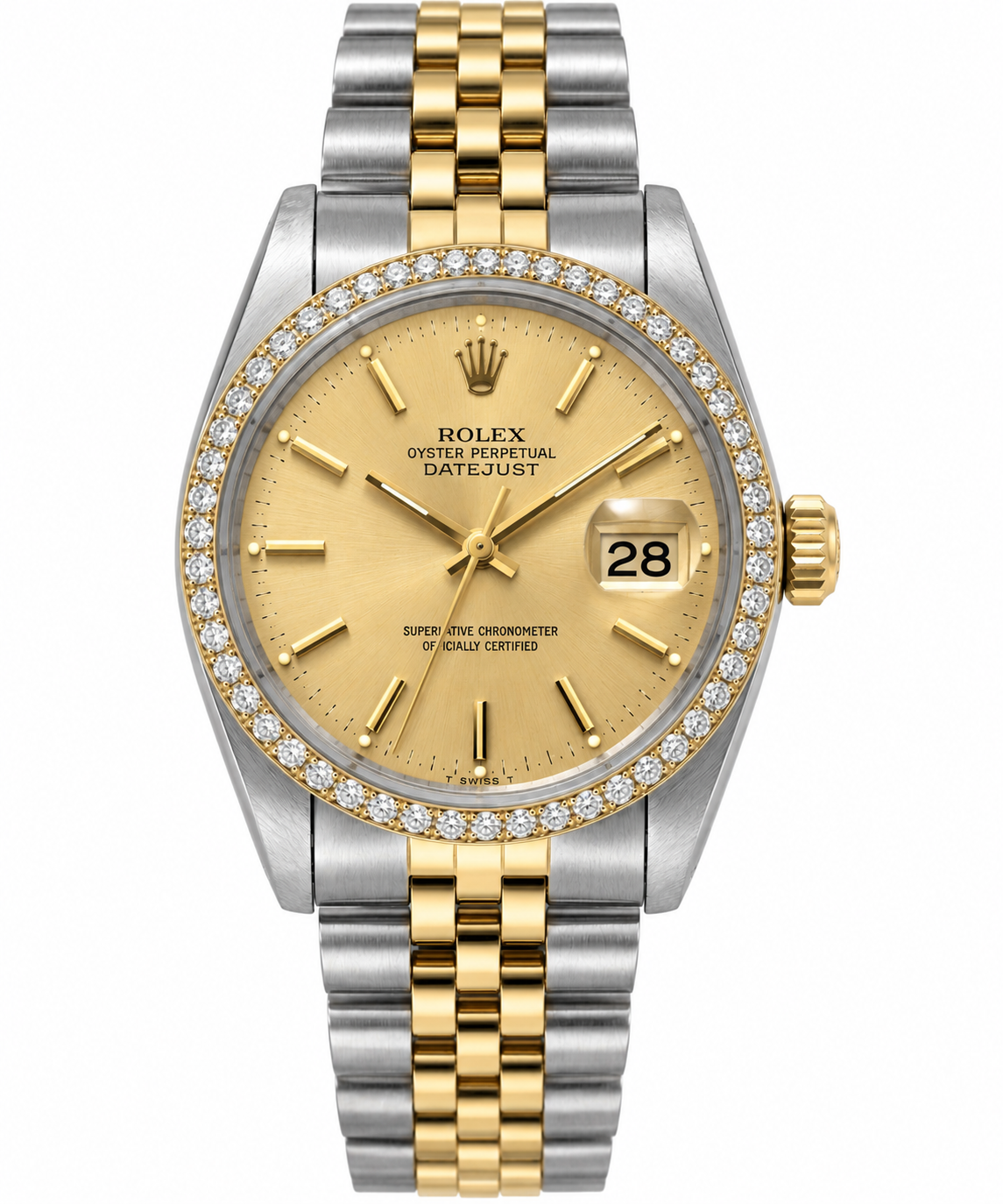 Rolex Datejust Watch 16013 | 36MM | Jubille Band Champagne Diamond Bezel 1.00 CT