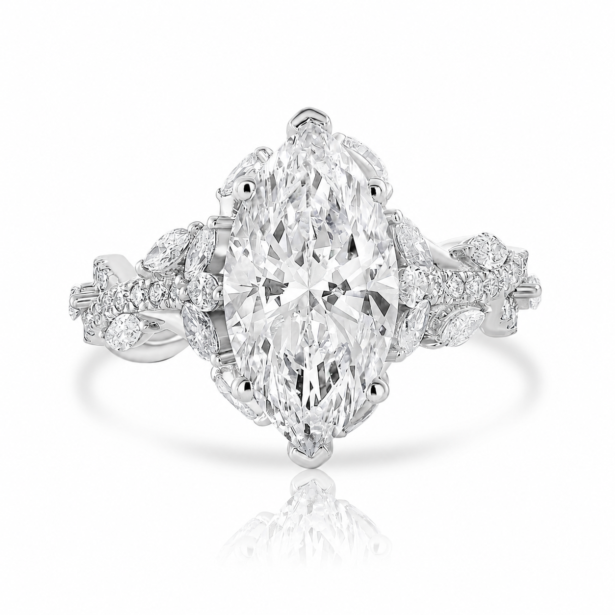 5.00 E VS1 Marquise Lab Grown Diamond Engagement Ring 14kt