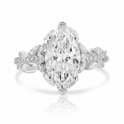 5.00 E VS1 Marquise Lab Grown Diamond Engagement Ring 14kt