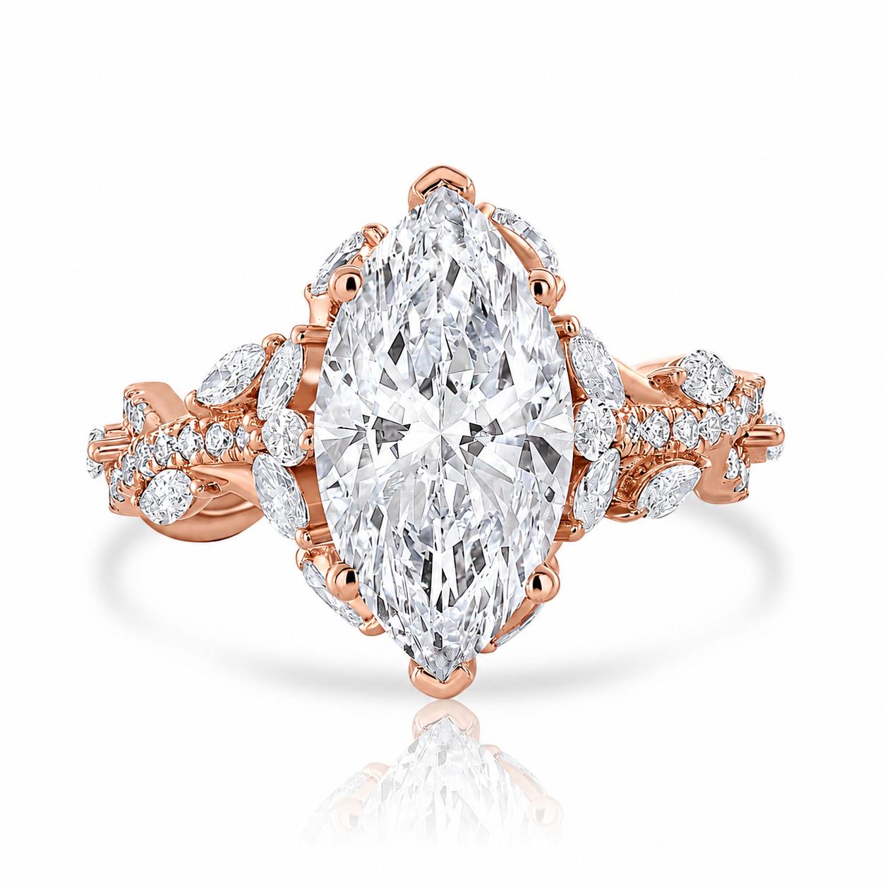 5.00 E VS1 Marquise Lab Grown Diamond Engagement Ring 14kt